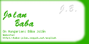 jolan baba business card